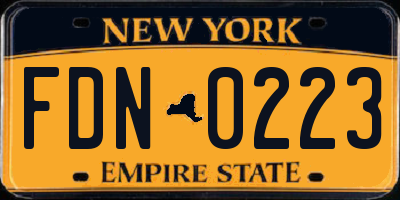 NY license plate FDN0223