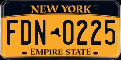 NY license plate FDN0225