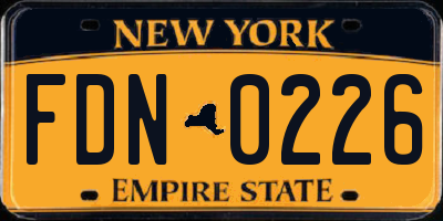 NY license plate FDN0226