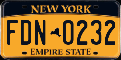 NY license plate FDN0232
