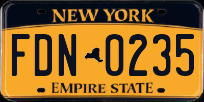 NY license plate FDN0235