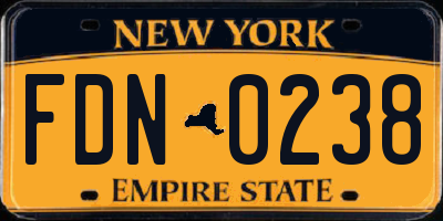 NY license plate FDN0238