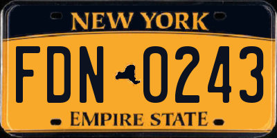 NY license plate FDN0243
