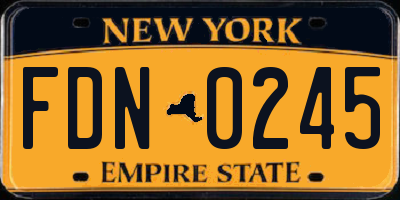 NY license plate FDN0245