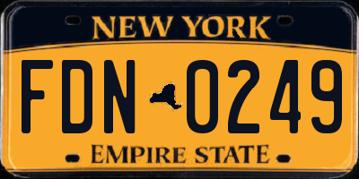 NY license plate FDN0249