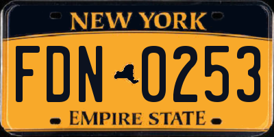 NY license plate FDN0253
