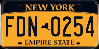 NY license plate FDN0254