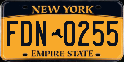 NY license plate FDN0255
