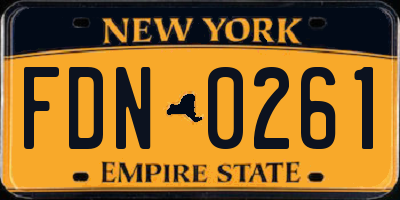 NY license plate FDN0261