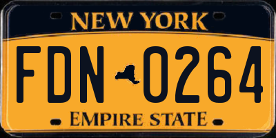 NY license plate FDN0264