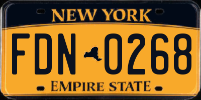 NY license plate FDN0268