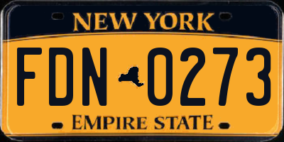 NY license plate FDN0273