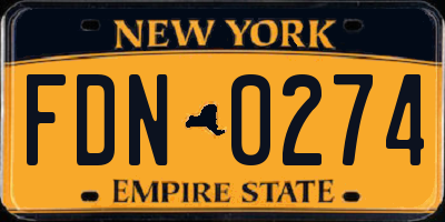 NY license plate FDN0274