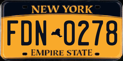 NY license plate FDN0278