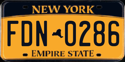 NY license plate FDN0286