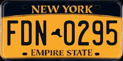 NY license plate FDN0295