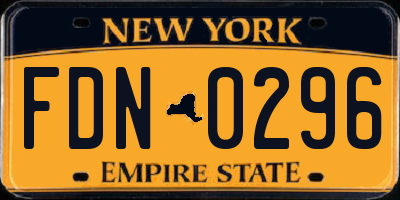 NY license plate FDN0296