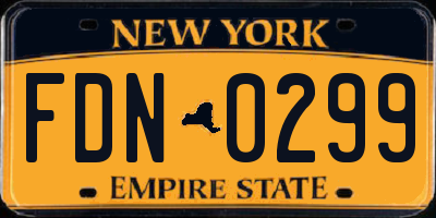 NY license plate FDN0299