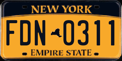 NY license plate FDN0311