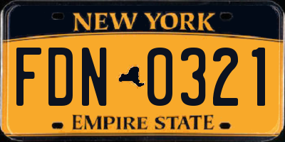 NY license plate FDN0321