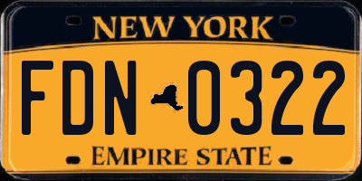 NY license plate FDN0322