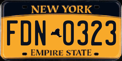 NY license plate FDN0323