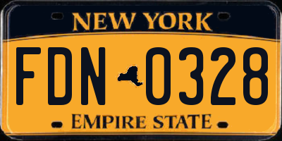 NY license plate FDN0328