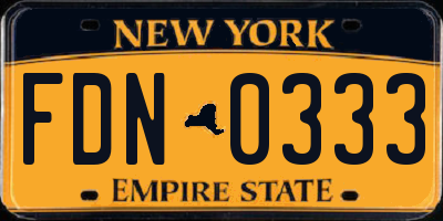 NY license plate FDN0333