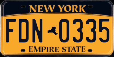 NY license plate FDN0335