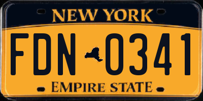 NY license plate FDN0341