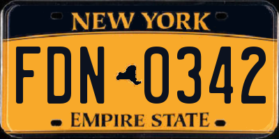 NY license plate FDN0342