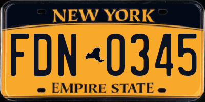 NY license plate FDN0345