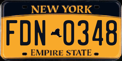 NY license plate FDN0348