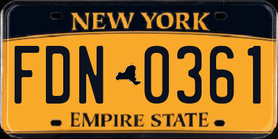 NY license plate FDN0361