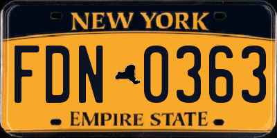 NY license plate FDN0363