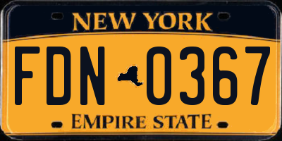 NY license plate FDN0367