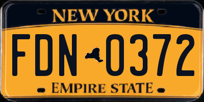 NY license plate FDN0372