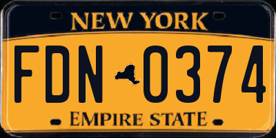 NY license plate FDN0374