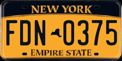 NY license plate FDN0375