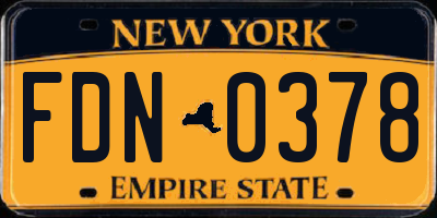 NY license plate FDN0378