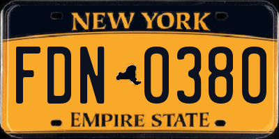 NY license plate FDN0380