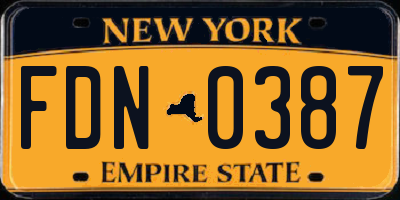 NY license plate FDN0387