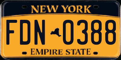 NY license plate FDN0388