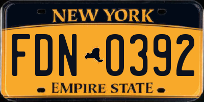 NY license plate FDN0392