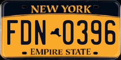 NY license plate FDN0396