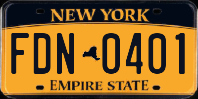 NY license plate FDN0401