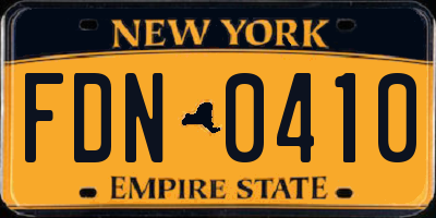 NY license plate FDN0410