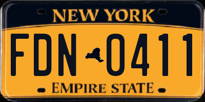 NY license plate FDN0411