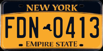 NY license plate FDN0413