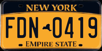 NY license plate FDN0419